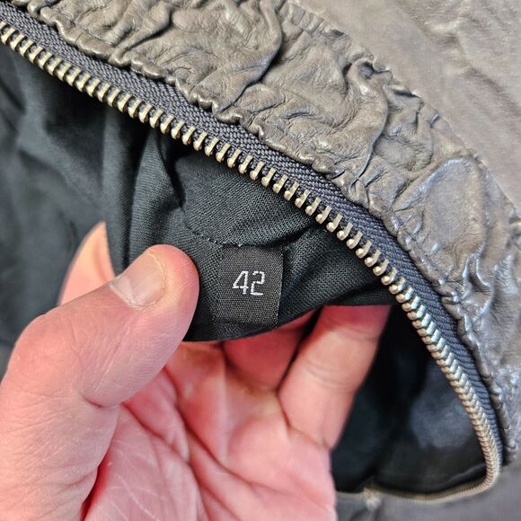 Carlopik Leather Jacket Womens Size 42 Gray Zip Up Moto Style - Picture 10 of 13